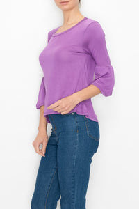 Ruffled Sleeve Top - Purple