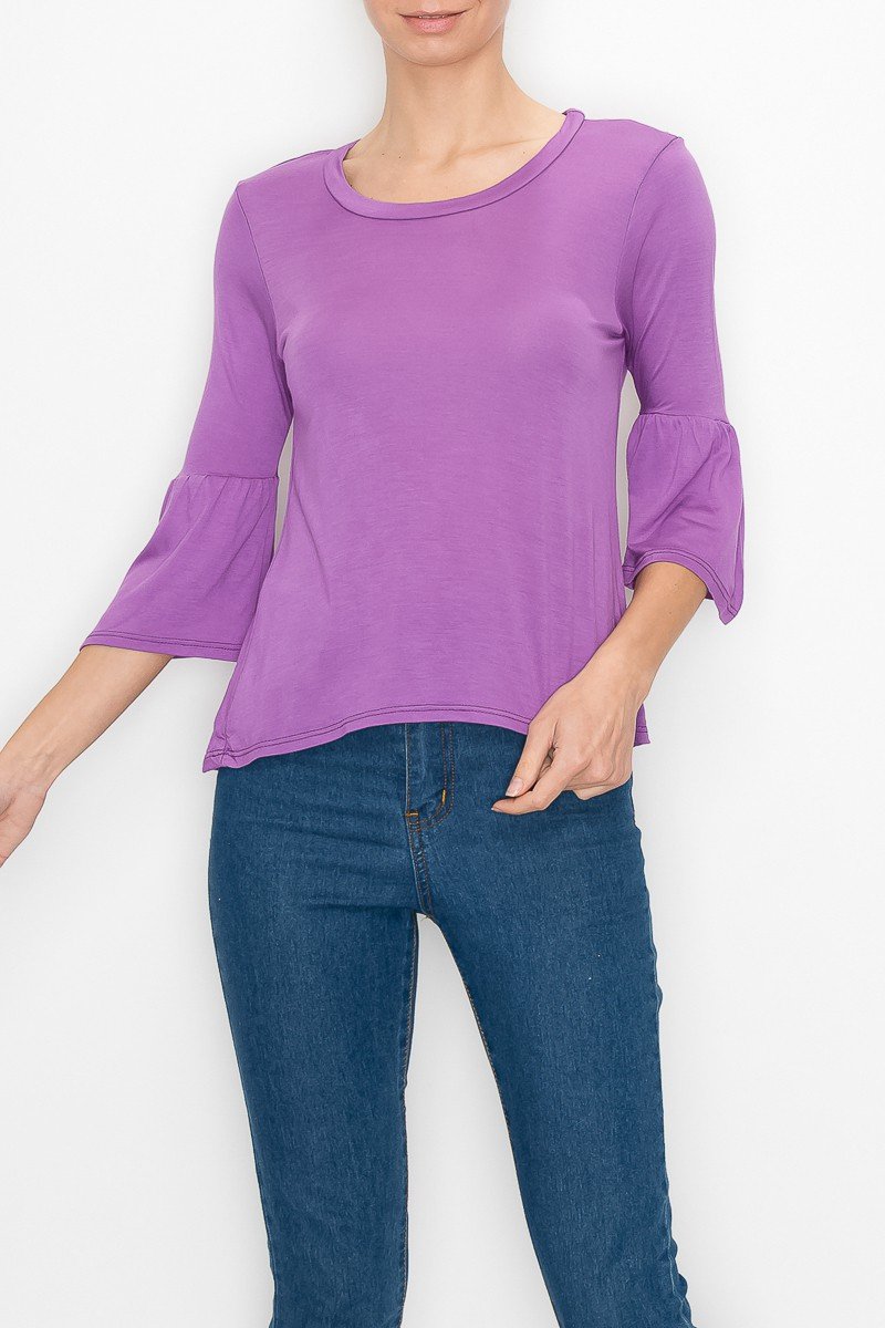 Ruffled Sleeve Top - Purple