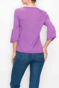 Ruffled Sleeve Top - Purple